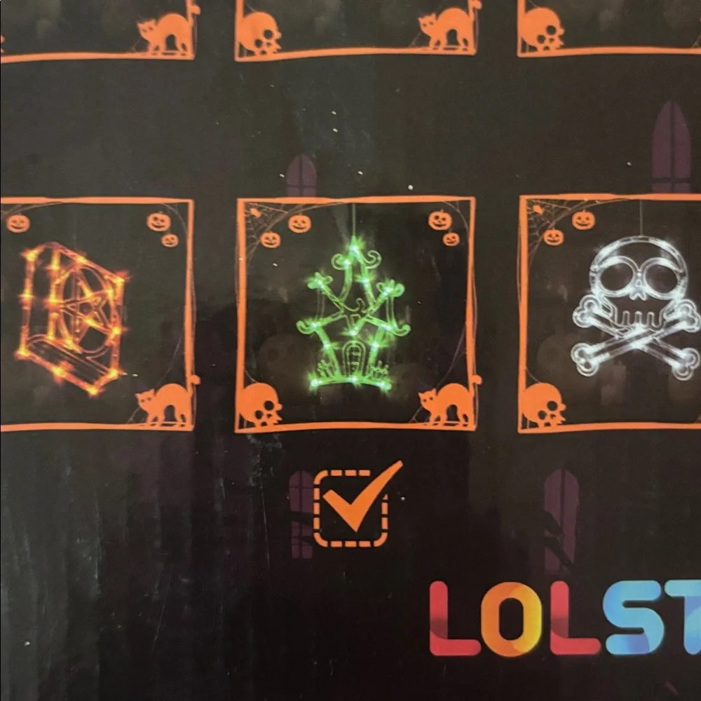 LOLSTAR HALLOWEEN LIGHT WINDOW DECORATIONS, NEW NEVER USED, IN BOX (Damaged Box)
